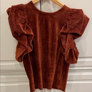 THML Terracotta Ruffle Sleeve Blouse